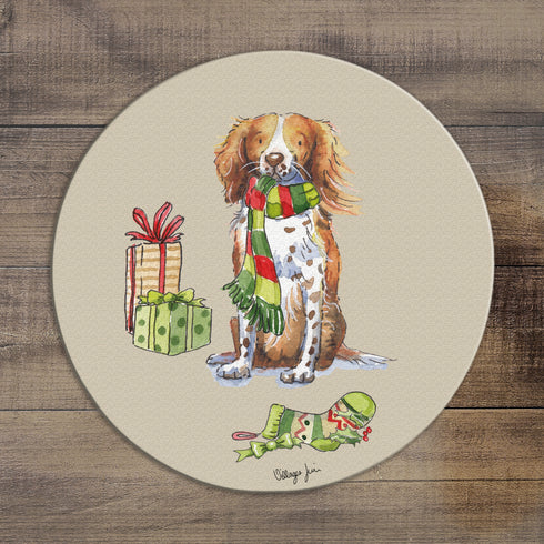 Sprocker Red & White Christmas Circular Glass Worktop Saver